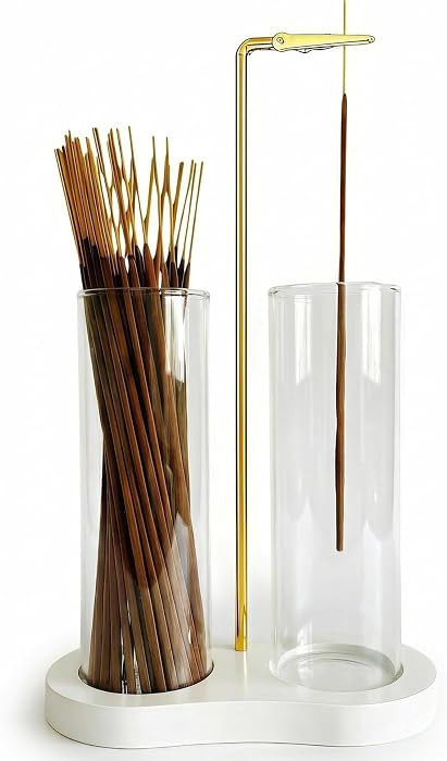 Glass Incense Holder,White Nordic Minimalist Incense Sticks Burner Holder with Storage,Luxe Hang ... | Amazon (US)