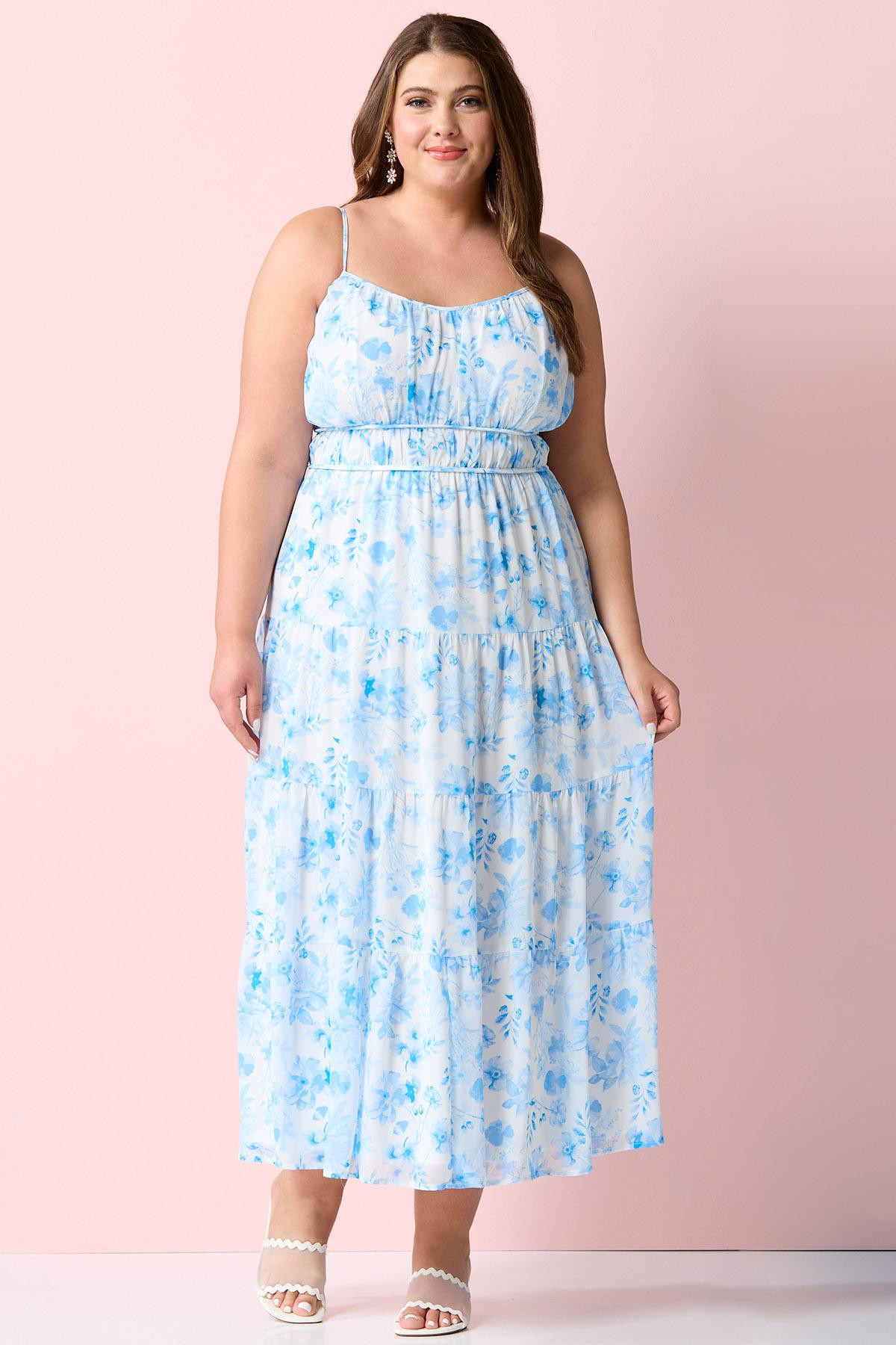 Plus Size Sky Blue Floral Maxi Dress | Cato Fashions
