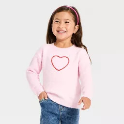 Toddler Girls' Heart Sweater - Cat & Jack™ Pink | Target
