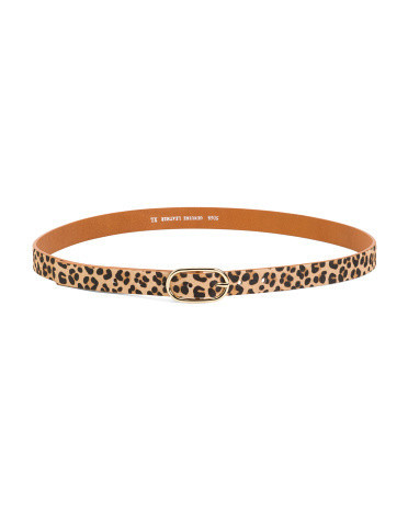 Leather Leopard Oval Belt For Women, Leather/Gold | TJ Maxx