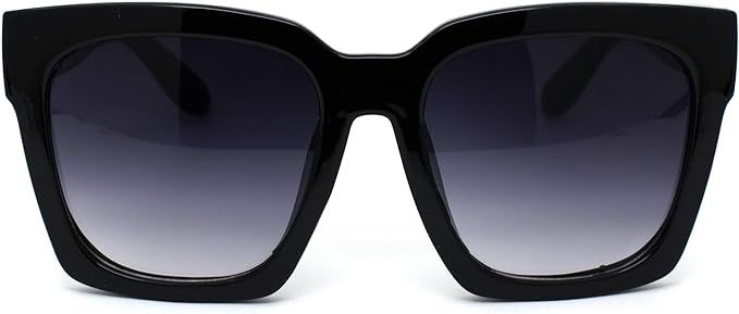Womens XL Oversize Horned Rim Thick Plastic Retro Sunglasses | Amazon (US)