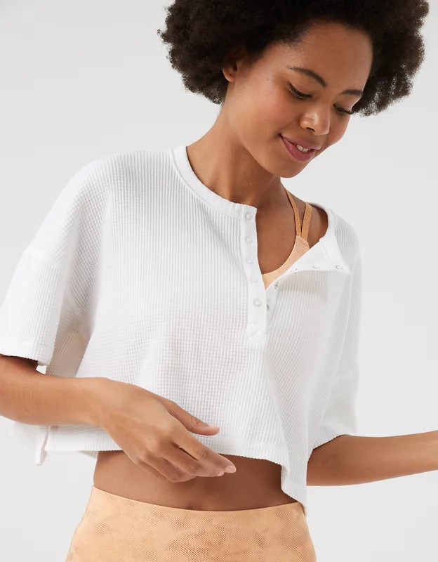 OFFLINE By Aerie Wow! Waffle Short Sleeve Henley T-Shirt | Aerie