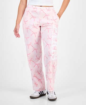 Rebellious One Juniors' Paris Bow-Print Fleece Sweatpants - Macy's | Macy's