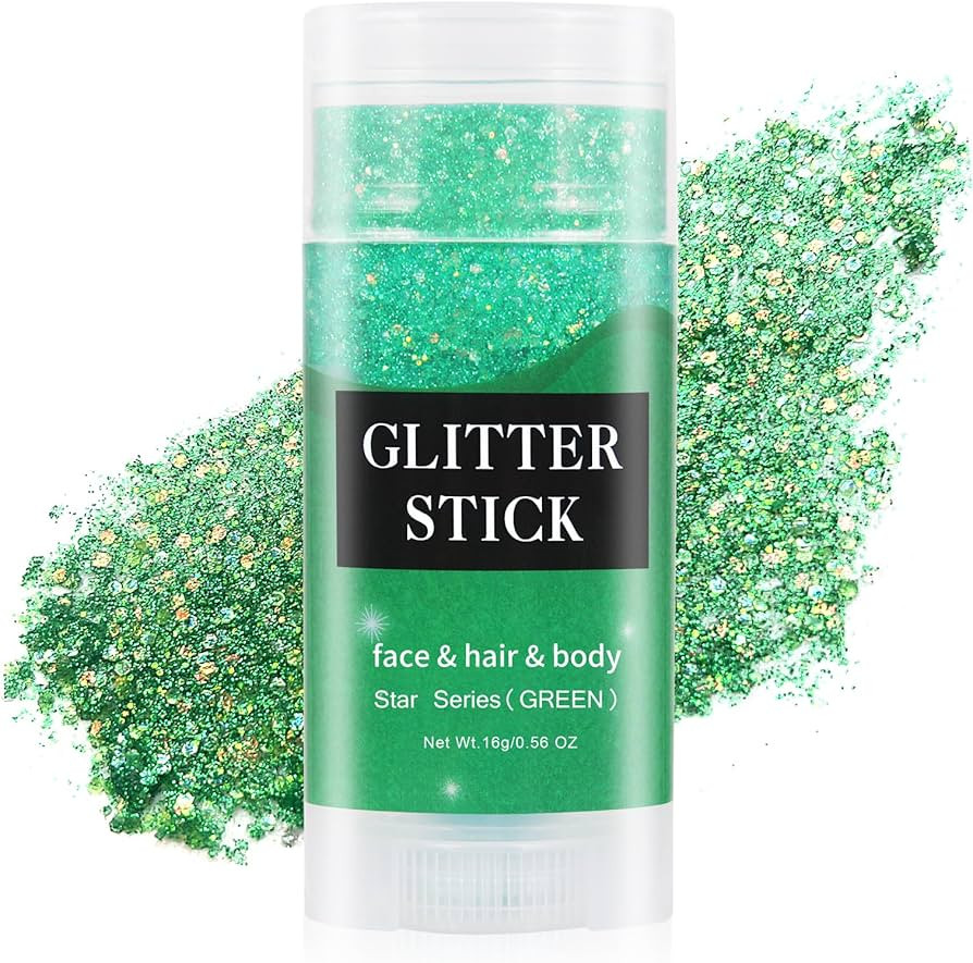 MEICOLY Green Body Glitter Stick,Waterproof Mermaid Face Glitter Gel,Chunky Glitter for Face/Body... | Amazon (US)