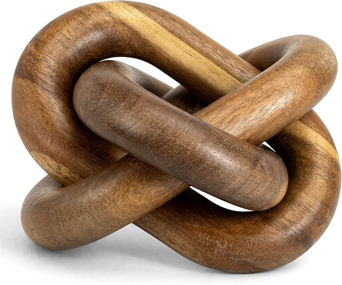 EOSAHR Acacia Wood 3 Link Wood Knot Decor for Coffee Table, Brown | Amazon (US)