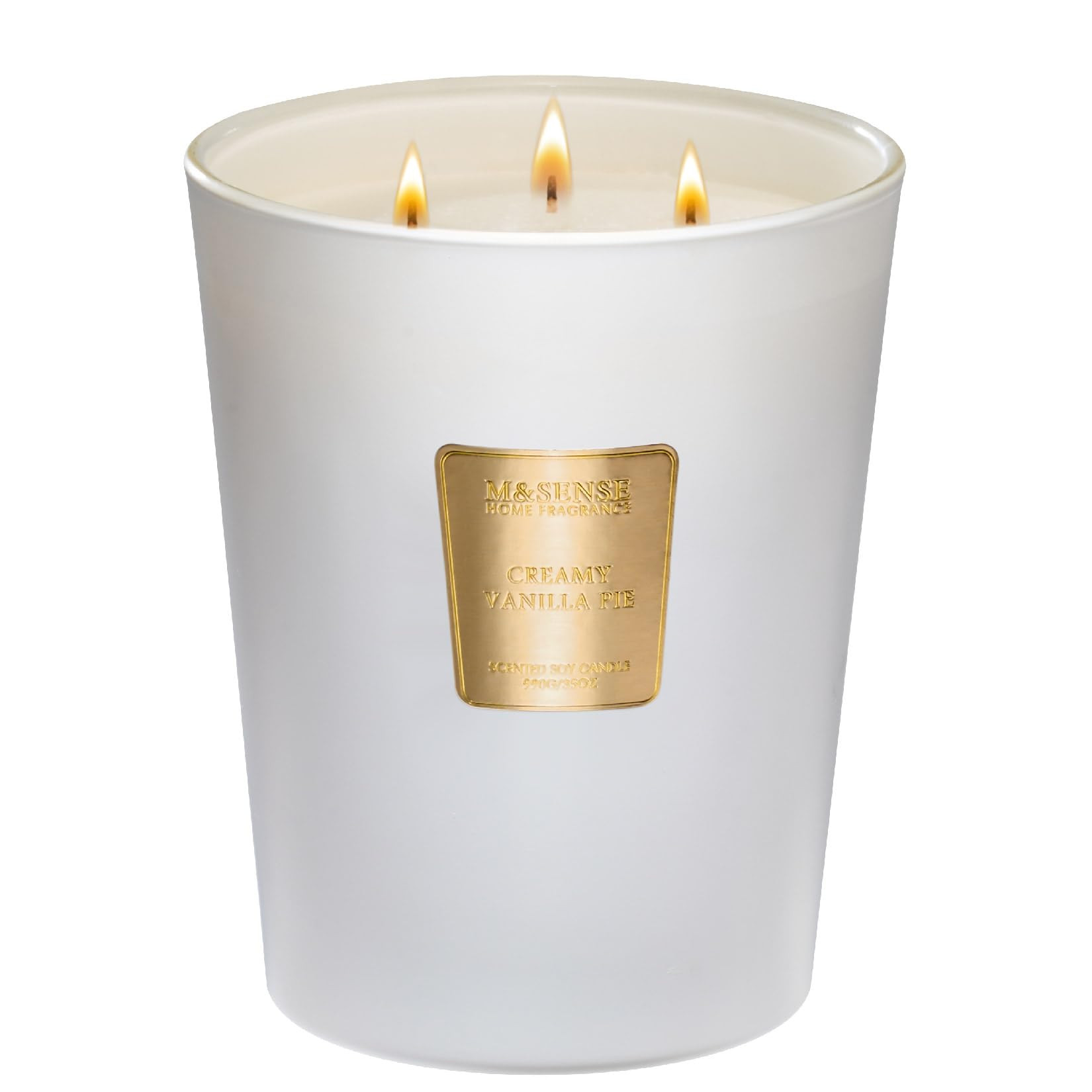 M&SENSE Extra Large Candle Creamy Vanilla Scented, 3-Wick 35oz 150H Long Lasting Candle, Natural ... | Amazon (US)