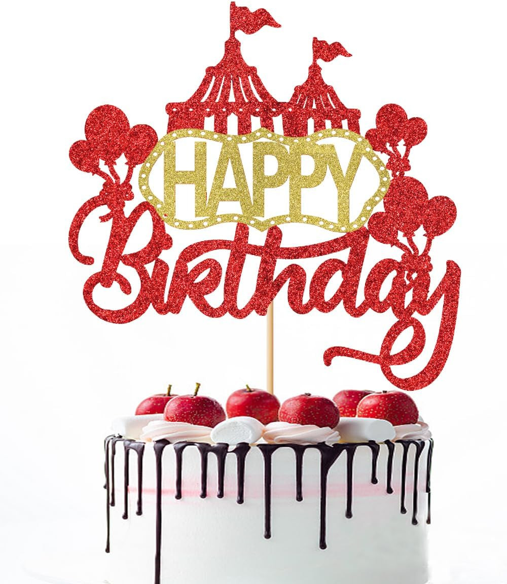 1 PCS Circus Happy Birthday Cake Topper,Glitter Carnival Themed Baby Shower Kids Birthday Cake De... | Amazon (US)