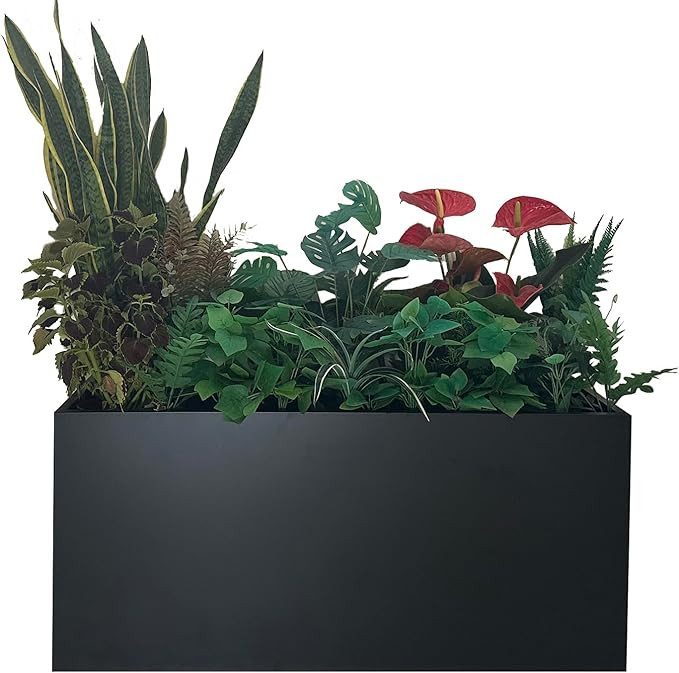 40" L x 16" W x 18" H Metal Large Rectangular Planter - Long Planter Box for Outdoor Patio/Porch ... | Amazon (US)