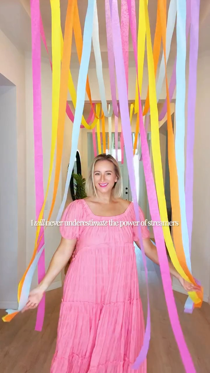 A casual brunch suddenly feels like an event, the hallway becomes part of the party, and ordinary moments feel a little more special💖 A reminder to always keep a streamer stash on hand because you never know when something needs a little extra color and magic🎉✨

#streamers #partydecorideas #whimsicaldecor #partydecorideas #partystreamers