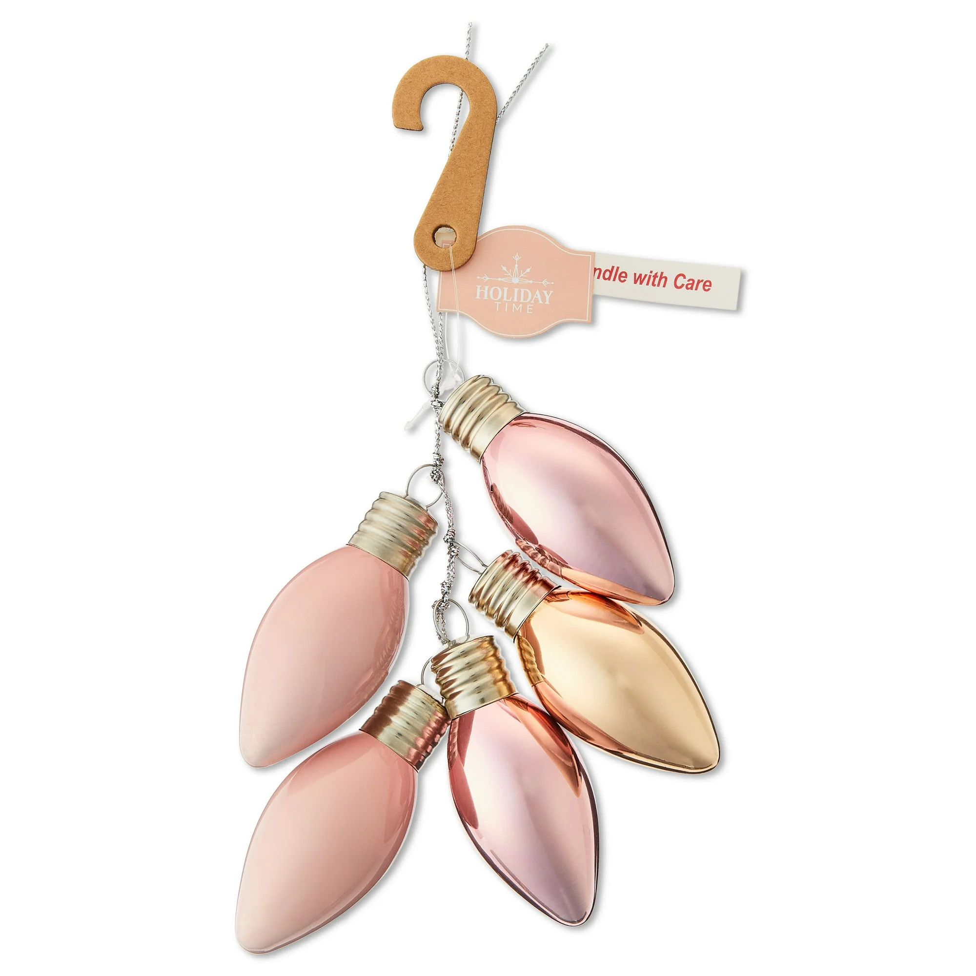 Metallic Pink Blush C7 Glass Bulb Christmas Ornament, 6", by Holiday Time | Walmart (US)