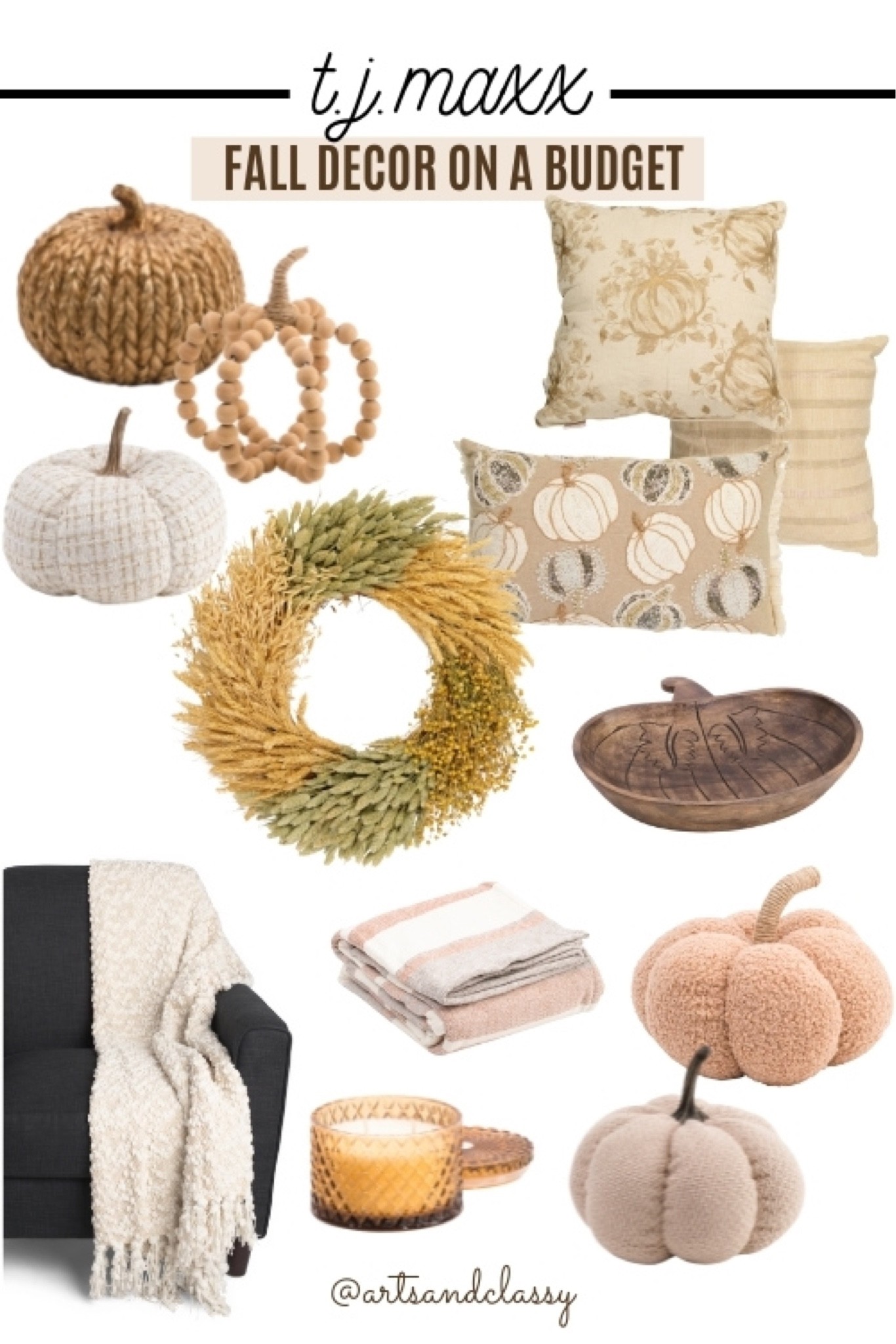 Fall decorating on a budget doesn't have to be boring! Add some neutral pieces from T.J. Maxx to your home and make it feel like fall. From pumpkins to cozy throws, we've got everything you need to get your home ready for the season. Shop now and get inspired!



#LTKunder50 #LTKSeasonal #LTKhome