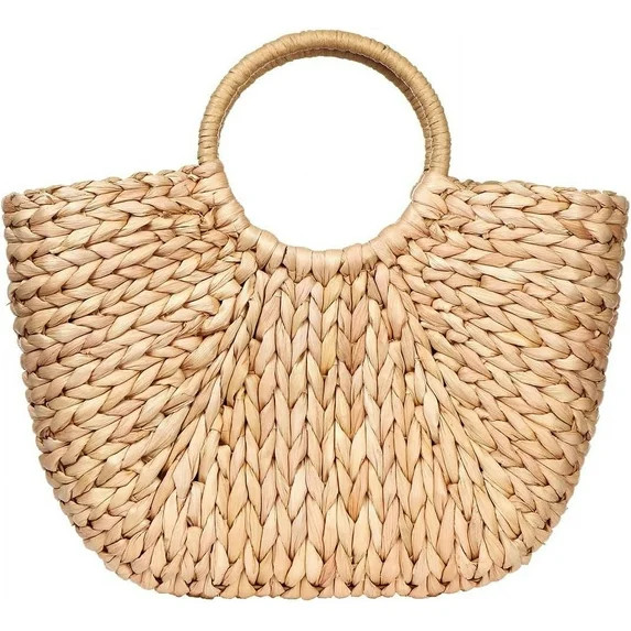 Summer Rattan Bag for Women Straw Hand-woven Top-handle Handbag Beach Sea Straw Rattan Tote Clutc... | Walmart (US)