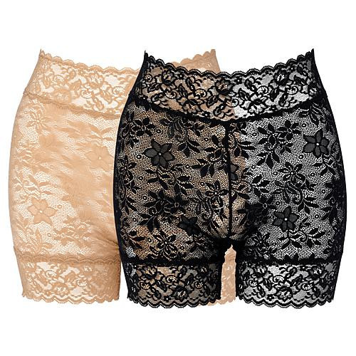 Rhonda Shear 2-pack High-Waisted Lace Longline Short - Tan - Size X-Large | HSN