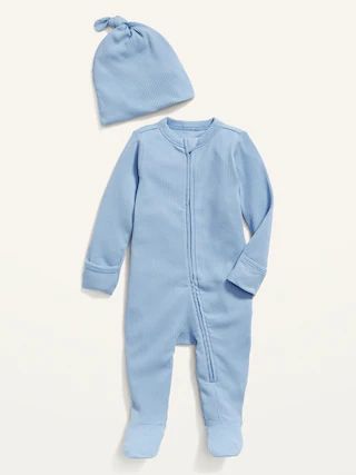 Footed Sleep & Play Rib-Knit One-Piece & Beanie Layette Set for Baby | Old Navy (US)