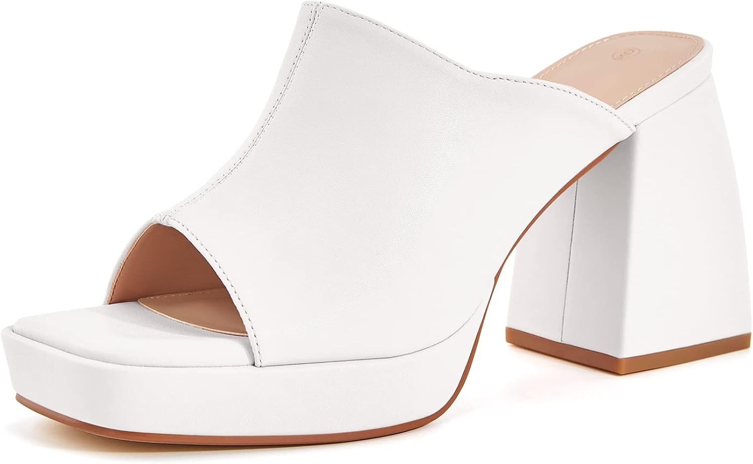 Coutgo Womens Chunky Platform Sandals Slip On Square Toe High Heel Sexy Mules | Amazon (US)