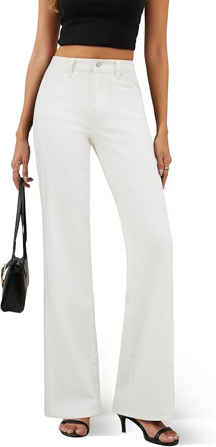 FLYING BANANA Women's Trendy High Waisted Wide Leg Jeans Stretchy Denim Pants | Amazon (US)