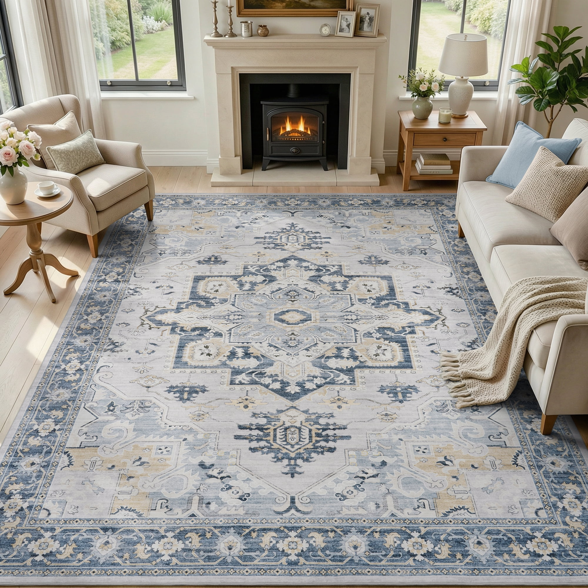 SIXHOME 5'x7' Area Rugs for Living Room Washable Traditional Distressed Carpet Non Slip Soft Retr... | Walmart (US)