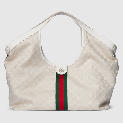 GUCCI Giglio Large Tote Bag, White, GG Canvas | Gucci (US)