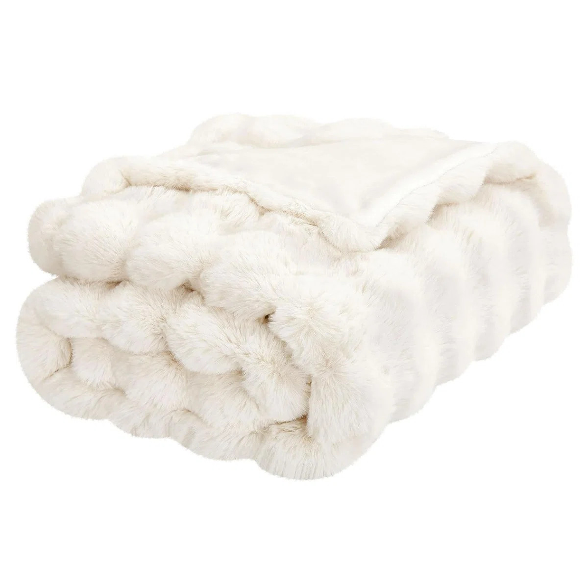 Haalan Cozy Faux Rabbit Fur Soft Reversible Throw Blanket | Wayfair North America