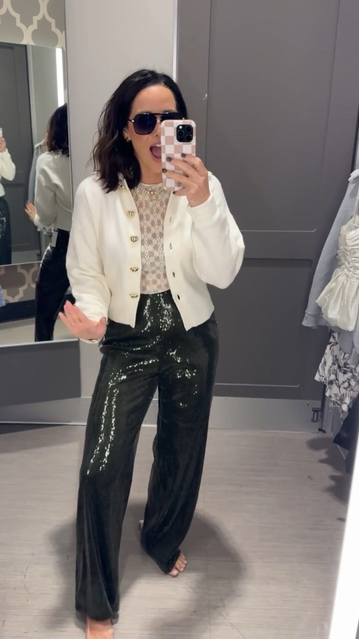 Y’all I can’t get over these pants! They are sooooo perfect for all the upcoming Christmas parties and festivities! The green sparkle just feels so festive! Target style, elevated basics, holiday parties, Christmas outfits, festive style, Target fall finds, VintagePickinn

#LTKHoliday #LTKgrwm #LTKStyleTip