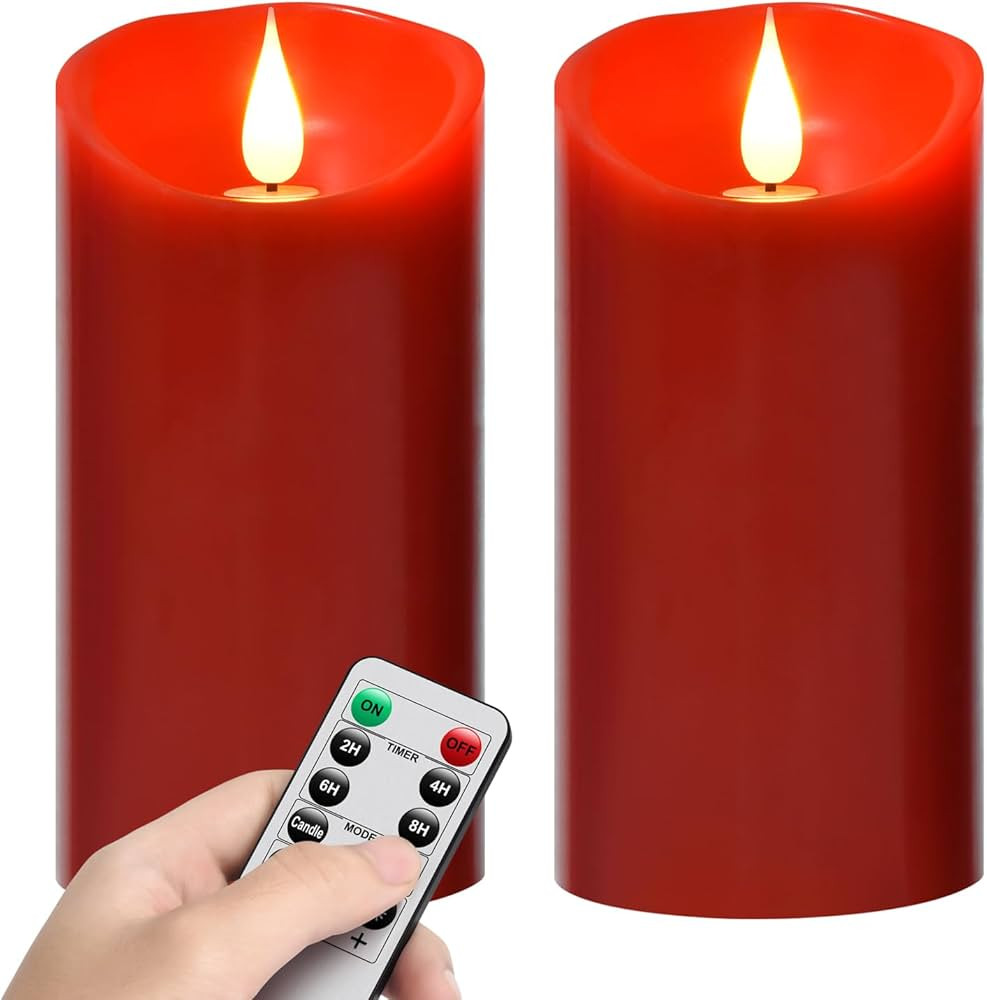 Flameless Battery Operated Flicking Candles:Remote Control Realistic Wax Pillar LED Candle with 1... | Amazon (US)