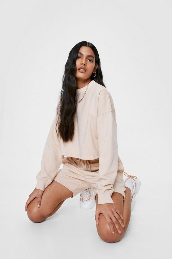 Cropped Sweatshirt and Longline Shorts Lounge Set | Nasty Gal Canada