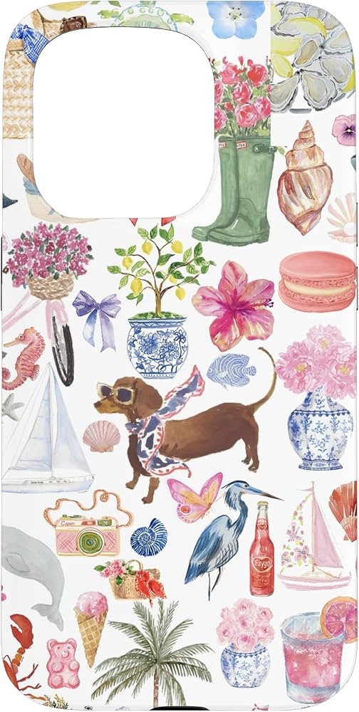 Aesthetic European Summer Bow Cute Dachshund Collage Art Case for iPhone 15 Pro | Amazon (US)