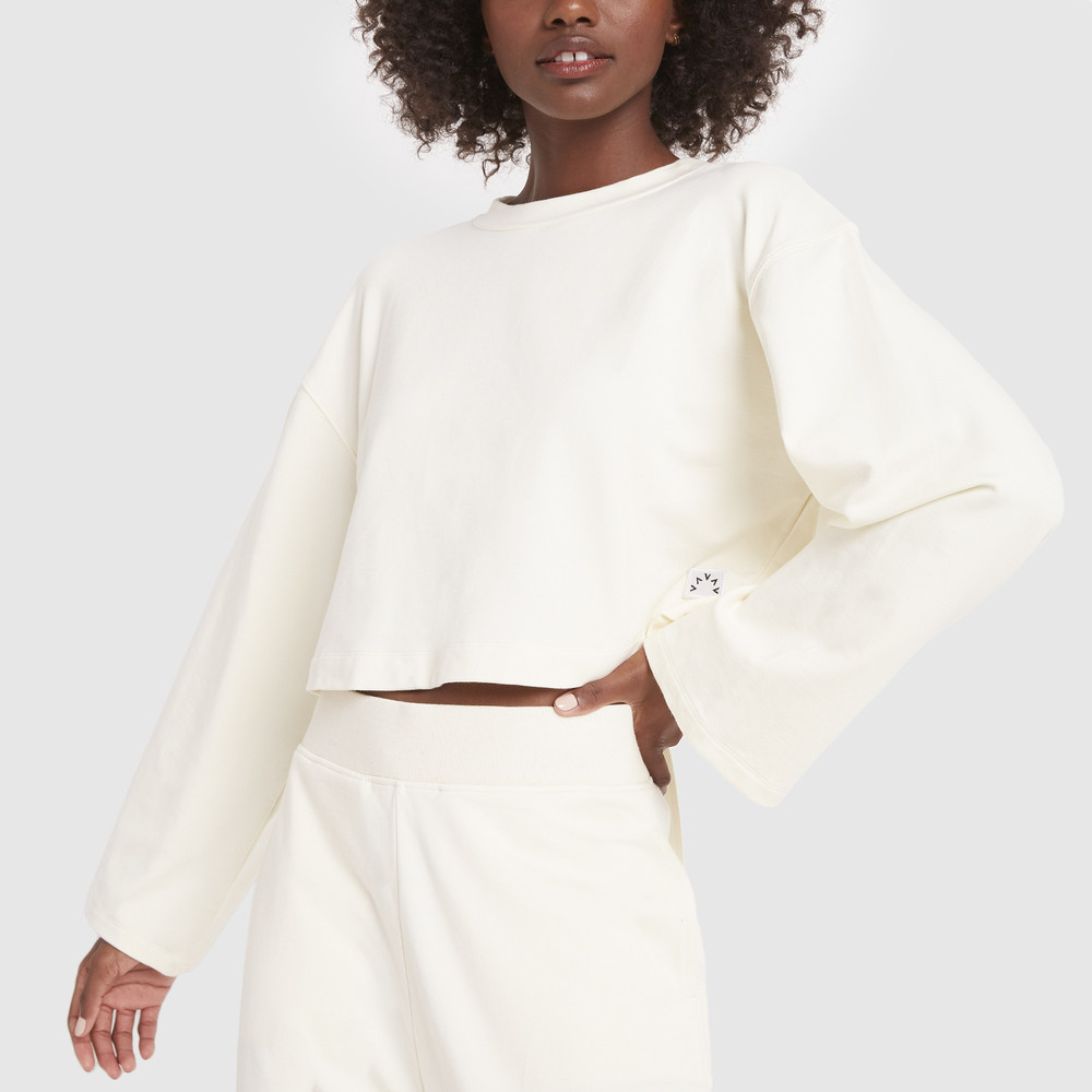 Varley Milldale Cropped Sweater in Winter White, Small | goop