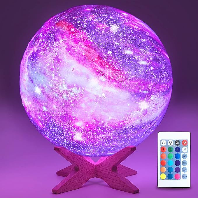 HYODREAM5.9' Moon Lamp Kids Night Light Galaxy Lamp 16 Colors LED Moon Light with Rechargeable Ba... | Amazon (US)