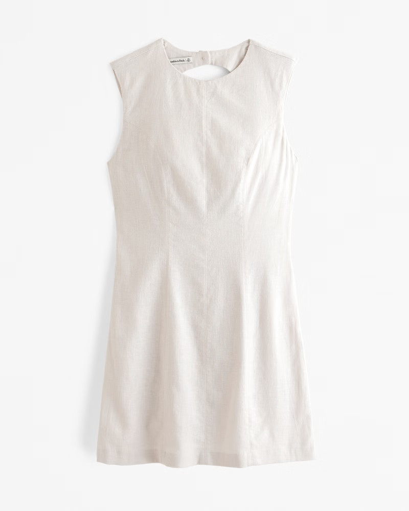 Linen-Blend Shell Mini Dress | Abercrombie & Fitch (US)