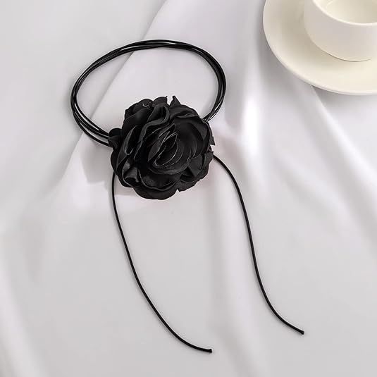 Vintage Flower Choker Necklace Gothic Large Rose Neck Chain Long Wrap Leather Collar Tie Floral W... | Amazon (US)