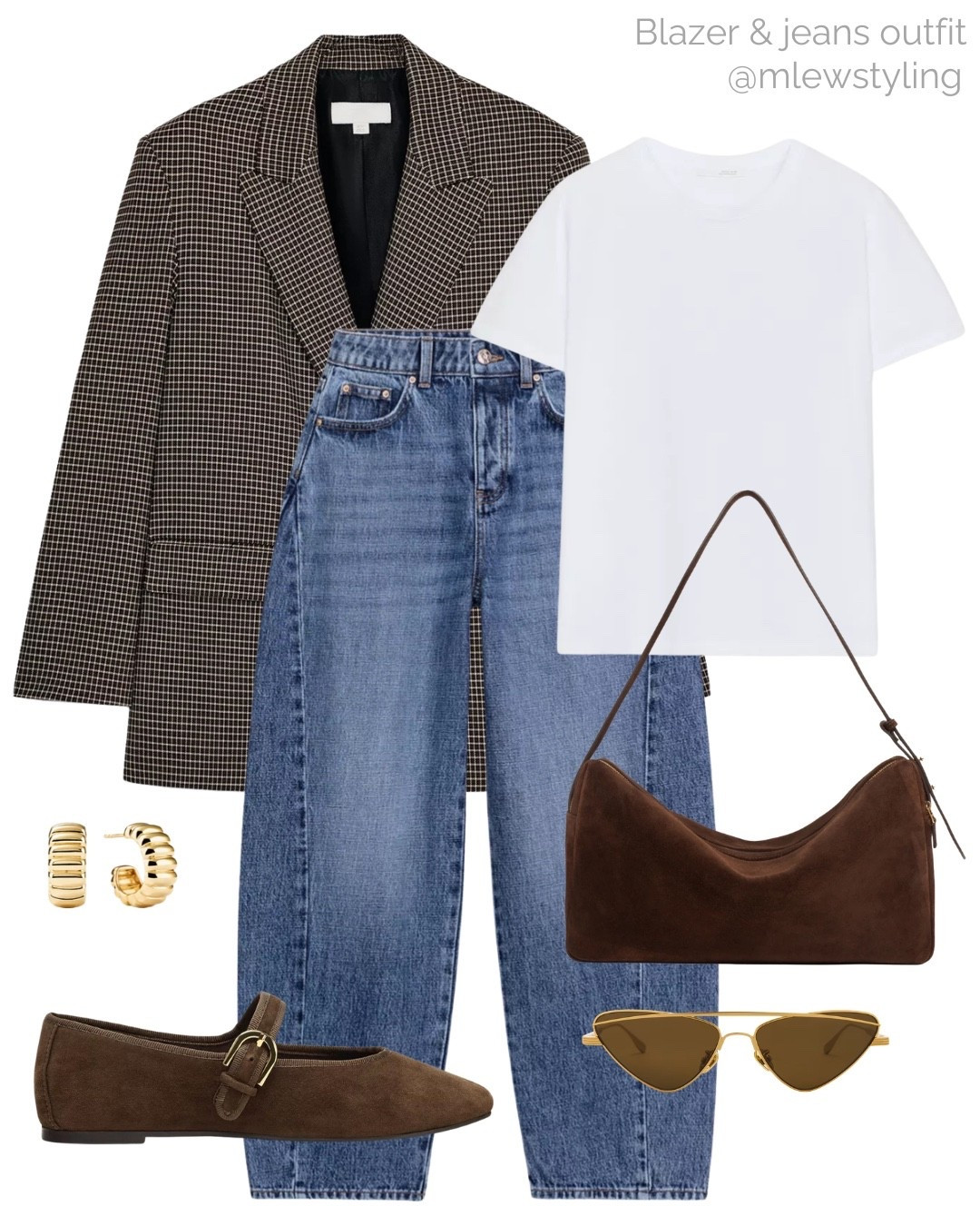 Classic outfit with an oversized blazer, barrel leg jeans, and a white tee 🤍

Tags: spring outfit, Elleme chocolate brown suede bag, Devon Windsor sunglasses, Mejuri gold hoop earrings, suede ballet flats, neutral aesthetic, casual workwear, office outfit, new-in Zara 

#LTKootd #LTKWorkwear #LTKgrwm