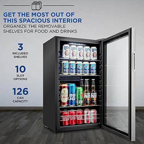 Ivation 126 Can Beverage Refrigerator | Freestanding Ultra Cool Mini Drink Fridge | Beer, Cocktails, | Amazon (US)