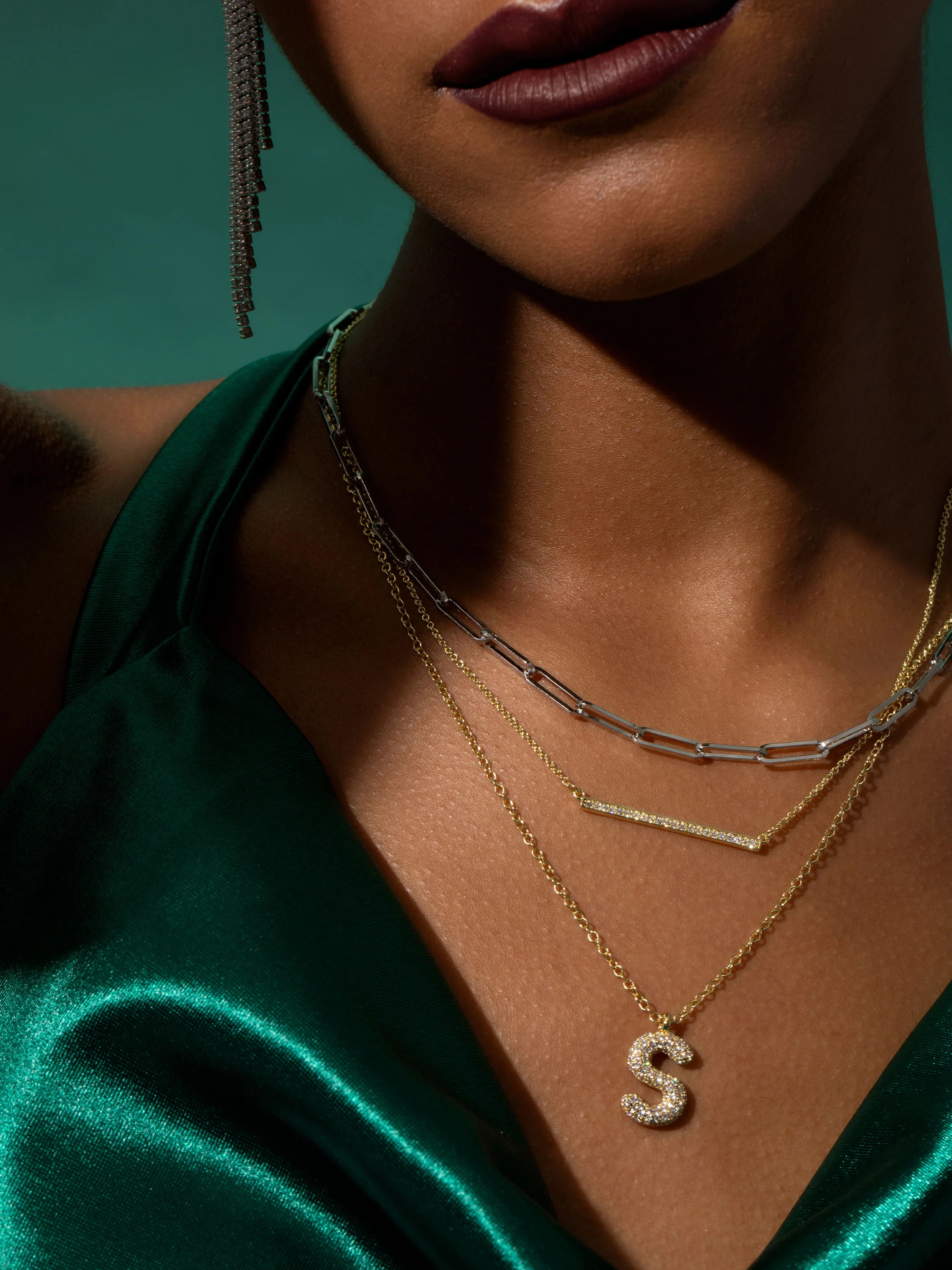 Gold Pavé Bubble Letter Necklace | Initial Necklace | Uncommon James | Uncommon James