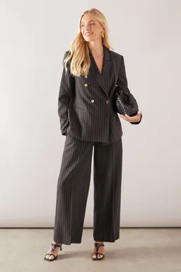 Trousers | Petite Pinstripe Wide Leg Trouser | Wallis | Debenhams UK