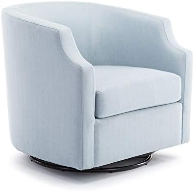 Amazon.com: Comfort Pointe Infinity Sky Blue Fabric Modern Swivel and Rocker Barrel Chair : Home ... | Amazon (US)