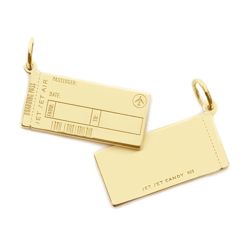 Gold Boarding Pass Travel Charm | Gold Vermeil | Plane Ticket Charm | Jet Set Candy (US)