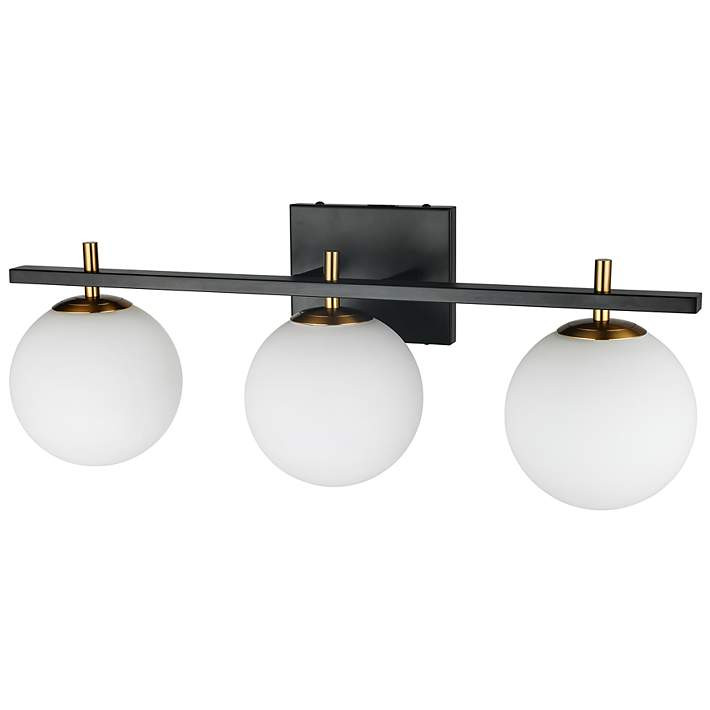 Vivaldi 23 3/4"W Matte Black Aged Brass 3-Light Bath Light | Lamps Plus