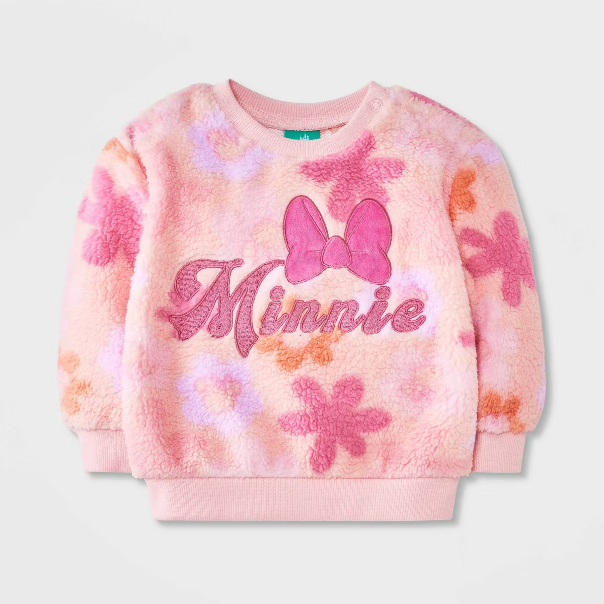 Baby Girls' Disney Minnie Mouse Faux Shearling Pullover Sweatshirt - Pink 18M | Target