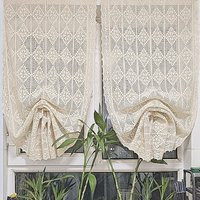 Beige Tie Up Sheer Curtain, Elegant Crochet Lace Curtain For A Chic, Vintage-Inspired Home Decor | Etsy (US)