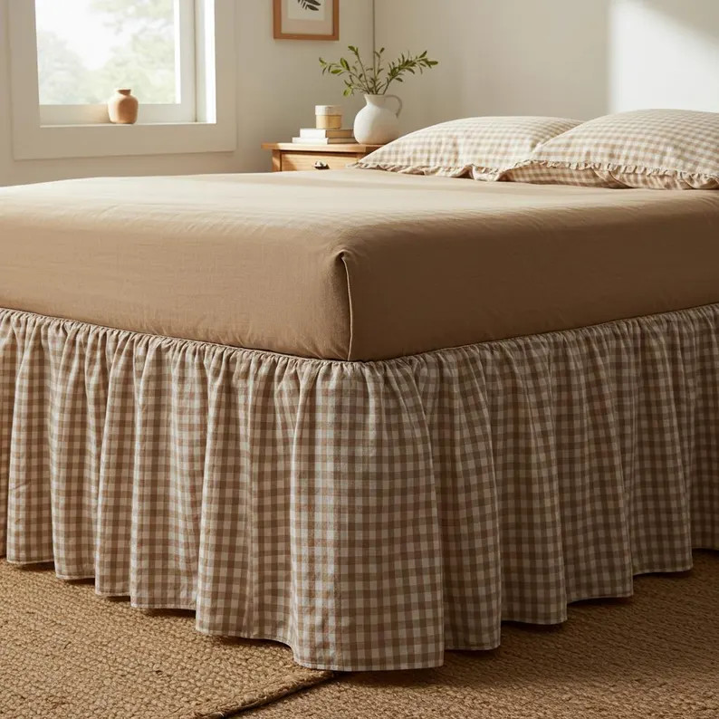 Cotton Ruffled Bed Skirt: Shabby Chic Bedding, Soft Washed Cotton - Etsy | Etsy (Global)