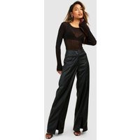 Leather Look Split Hem Straight Leg Trouser | Debenhams UK