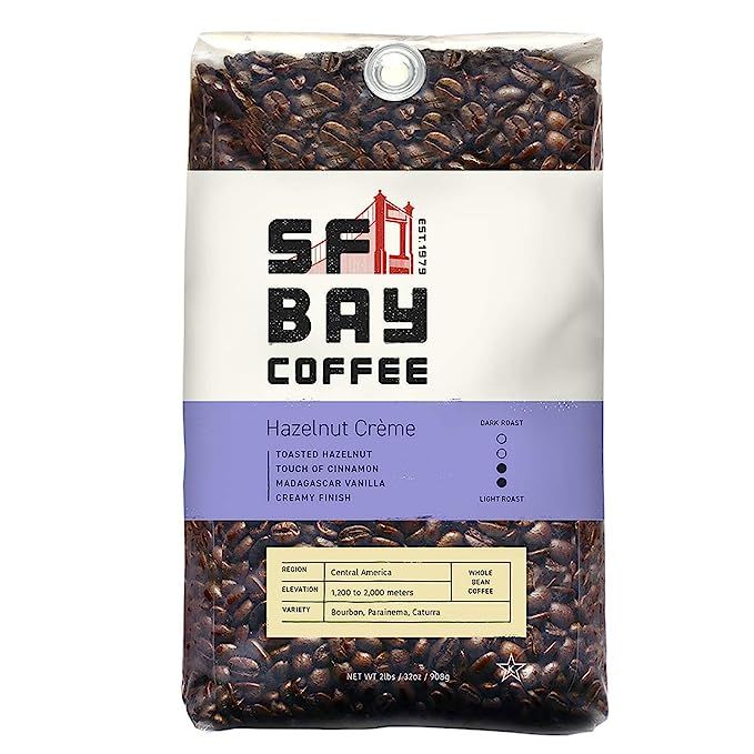 SF Bay Coffee Hazelnut Crème Whole Bean 2LB (32 Ounce) Flavored Medium Roast | Amazon (US)