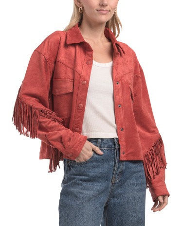 Faux Suede Fringe Jacket | TJ Maxx