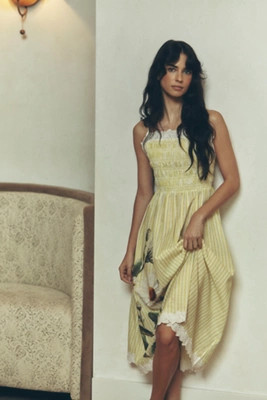 LyreBird Smocked Printed Midi Dress | Anthropologie (US)