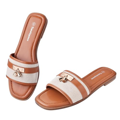 Amazon.com | Timutopone Dressy Flat Sandals for Women Elegant Summer Comfortable Slides Sandal 20... | Amazon (US)