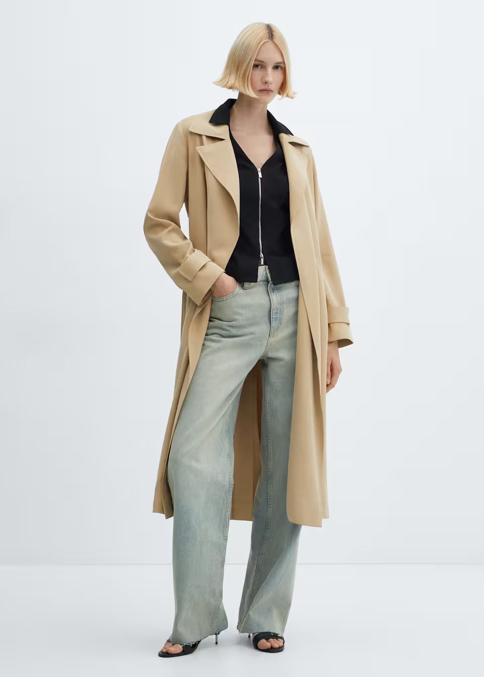 Flowy lapel trench -  Women | Mango USA | MANGO (US)