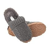 Jessica Simpson Women's Soft Cable Knit Slippers with Indoor/Outdoor Sole, Charcoal, Small | Amazon (US)