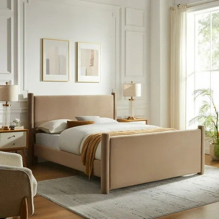 Modway Rael Performance Velvet Full Platform Bed in Taupe | Walmart (US)