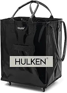 Large, Black - Reusable Grocery Bag On Wheels, Shopping Trolley, Rolling Tote, Zipper Closure, Li... | Amazon (US)